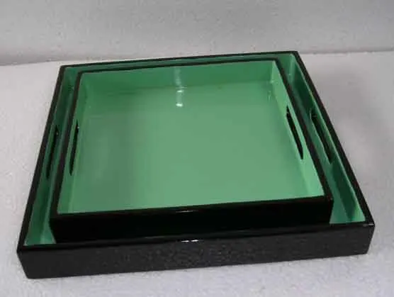 Set of 2 Vietnam square lacquer trays for home-decor, tableware, houseware, kitchenware.