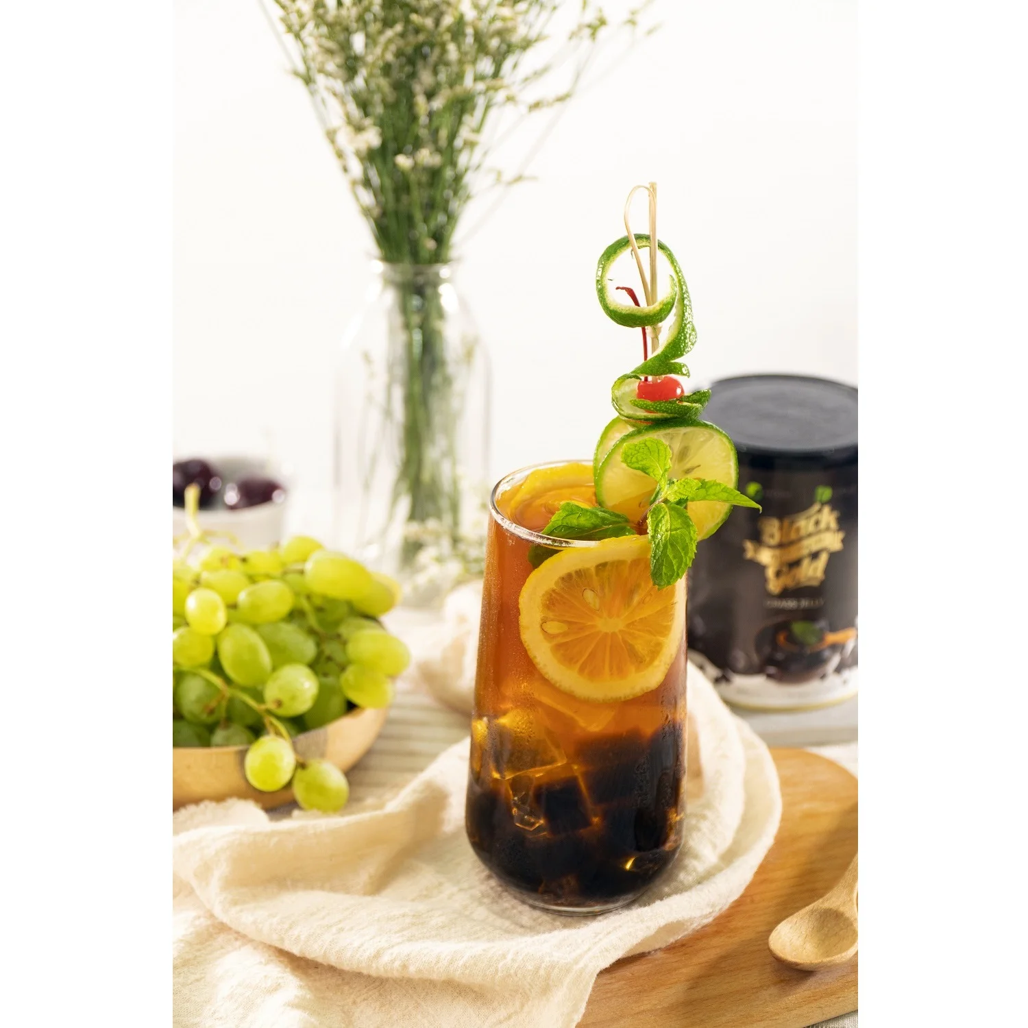 Black Gold Grass Jelly for All Age Top Quality Mesona Can (Tinned) Normal Taste