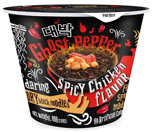 Korean Instant Noodle Food Ghost Pepper Daebak Hot Chicken Cup Ramen Spicy Flavor Roasted Black Ramyeon Halal Amazon Best