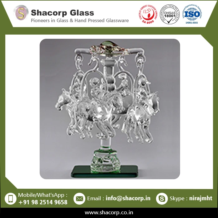 High Quality Playing Dear Animal Glass Statue Figurines From India