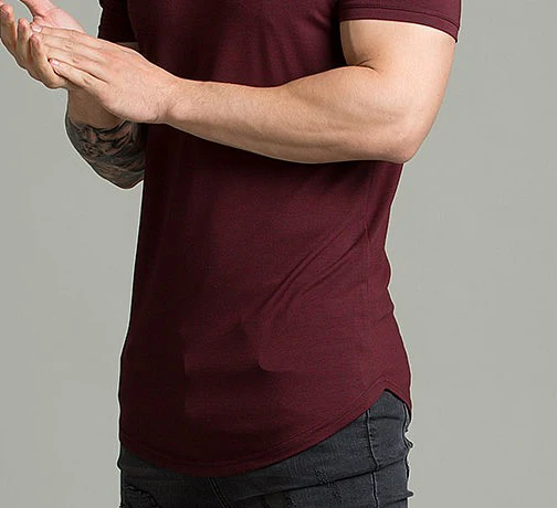 Custom made Plus Size Mens t-shirts Sports Workout longline Round Bottom men T shirt