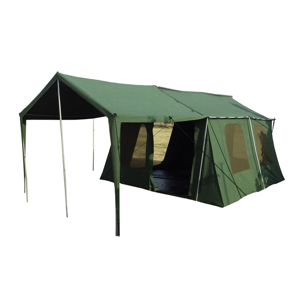 High quality hard floor camper trailer outdoor family event canvas safari lodge tent / Outdoor Canvas Lodge Tent for Camp