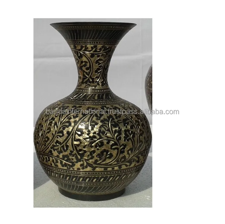 Indian Hand Craved Brass Flower Vase For Wedding Decoration Hot Selling Metal Flower Pot