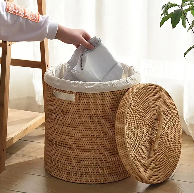 Large wicker laundry hamper with lid laundry basket kitchen storage food storage Christmas gifts
