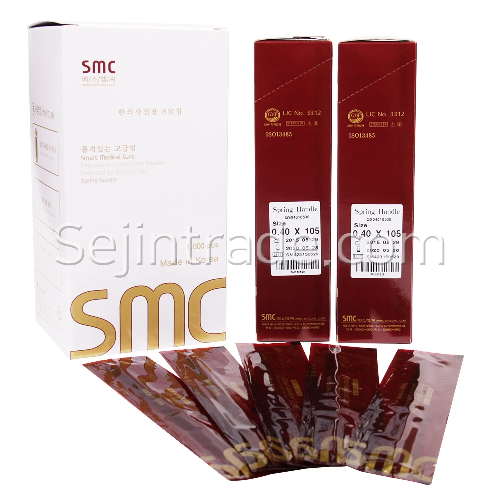 Disposable Sterile Korean Stainless Steel Handle Long Acupuncture Needles, SMC Special Acupuncture Needle with tube(1000 PCS/BOX