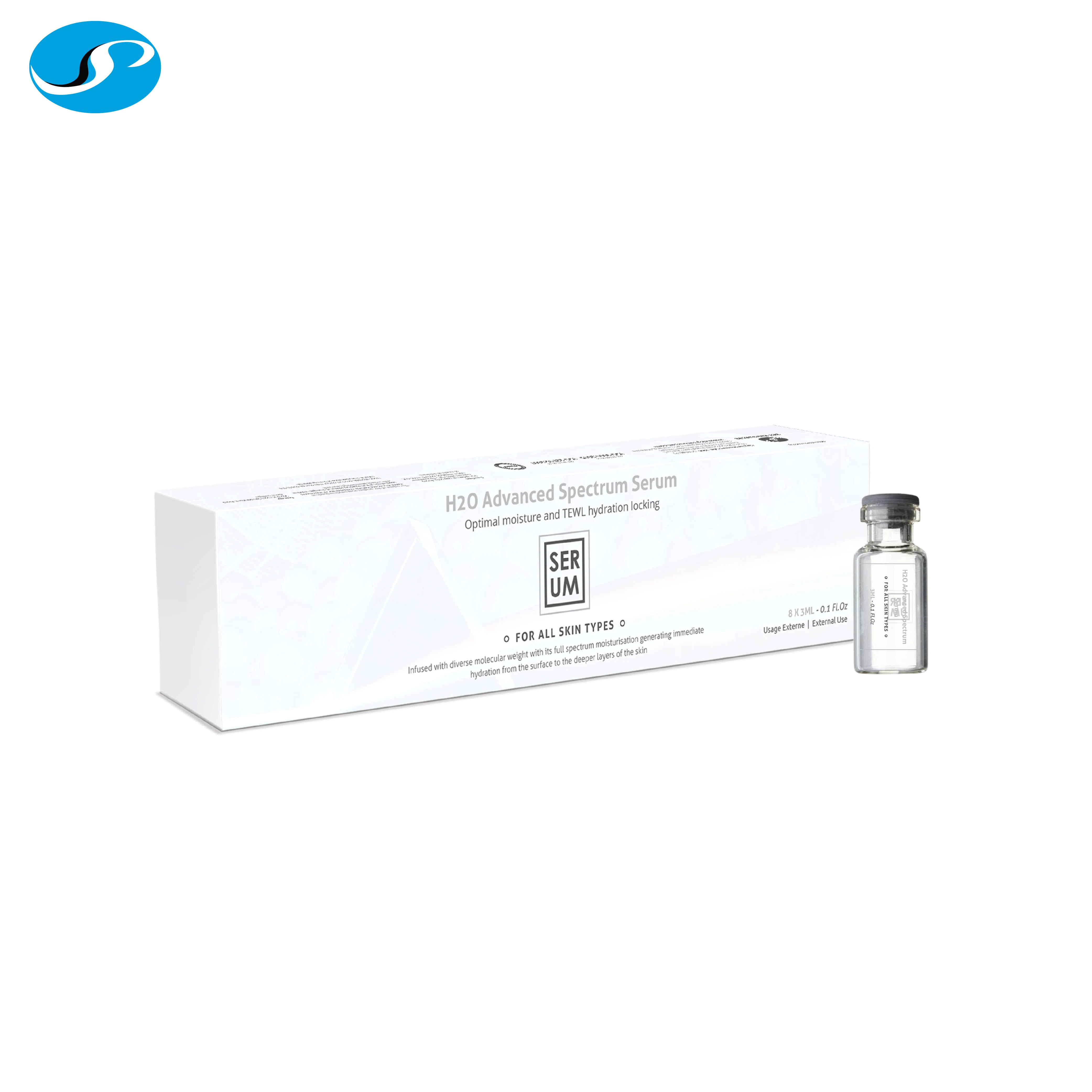 Advanced Hydrating Contain Sodium Hyaluronate Betaine ECOCERT face serum ampoule with TEWL Water-locking Power to cure dry skin