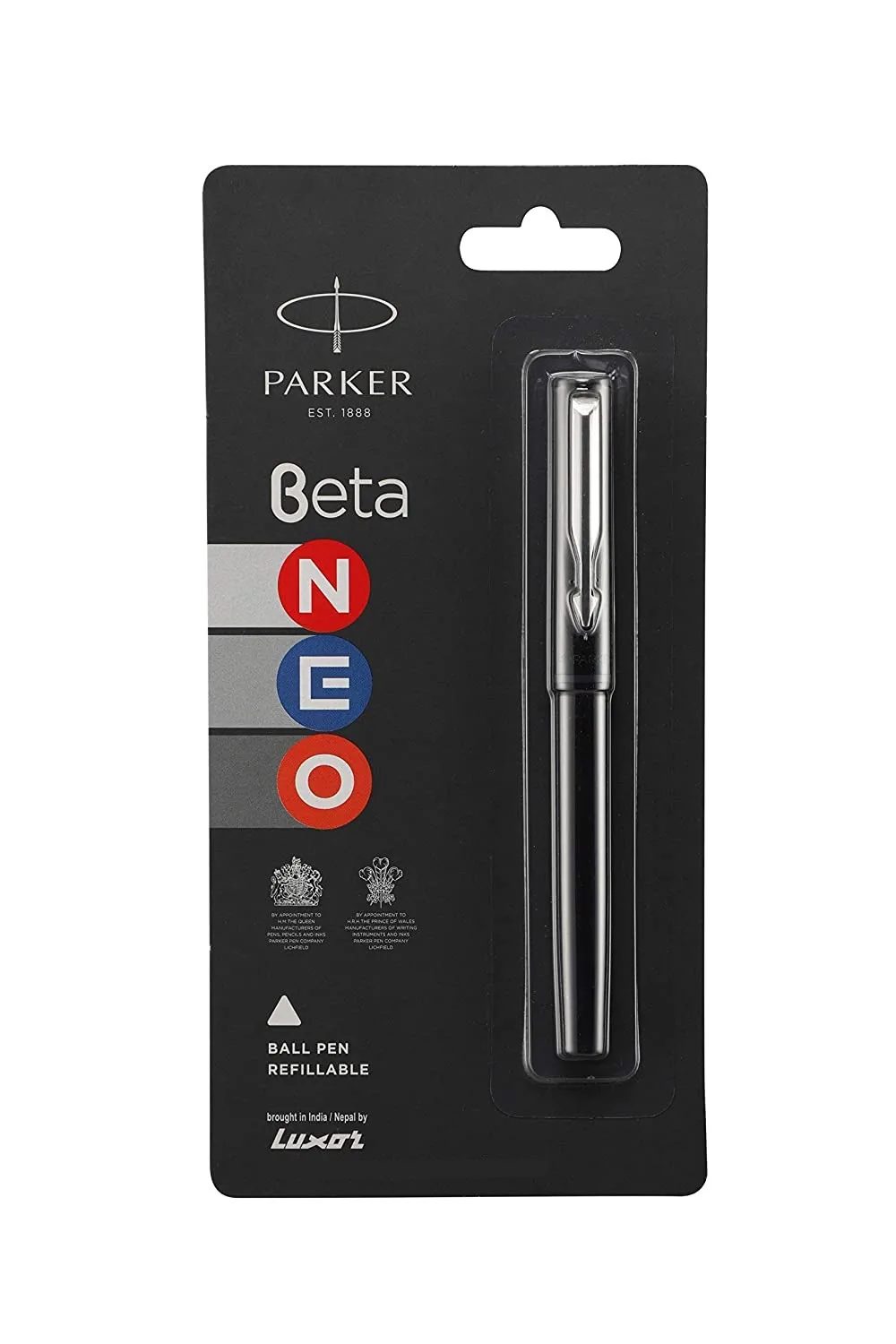 Ballpens Parker Beta Neo Chrome Trim fitted with m-systemark ballpoint pen refill black glossy finish promotional parker pens