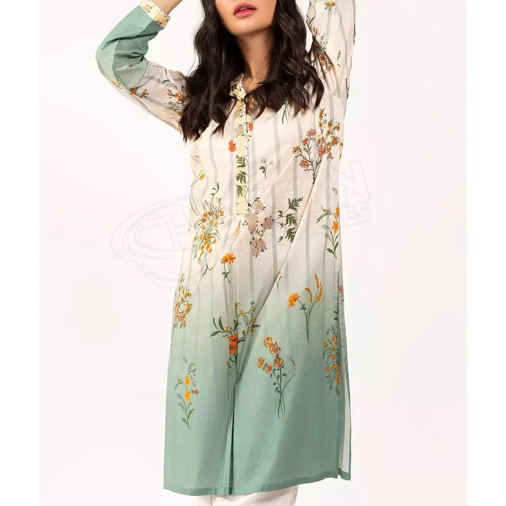 Ladies Casual Wear Kurtis in Floral Printed with Customized Design OEM Service Adults Women Kurti India & Pakistan PK Support