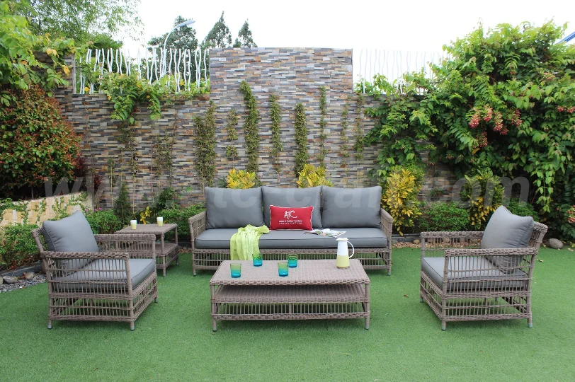 High-Durable Poly Rattan Outdoor Sofa Set Natural-Like & High Quality from Vietnam Brand Aluminum Frame for Garden Use