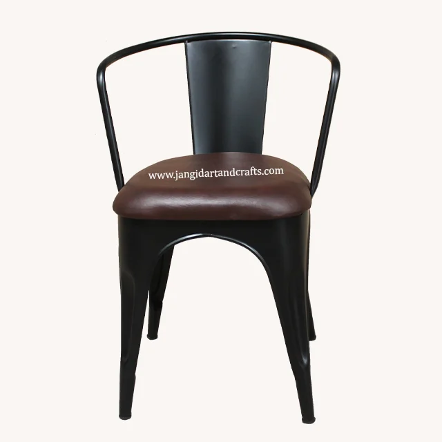 Popular Cheap Retro Industrial Fast Food Furniture Booth Seating Cafe Restaurant Iron Wooden Table and 2 Pu Leather Chairs Set