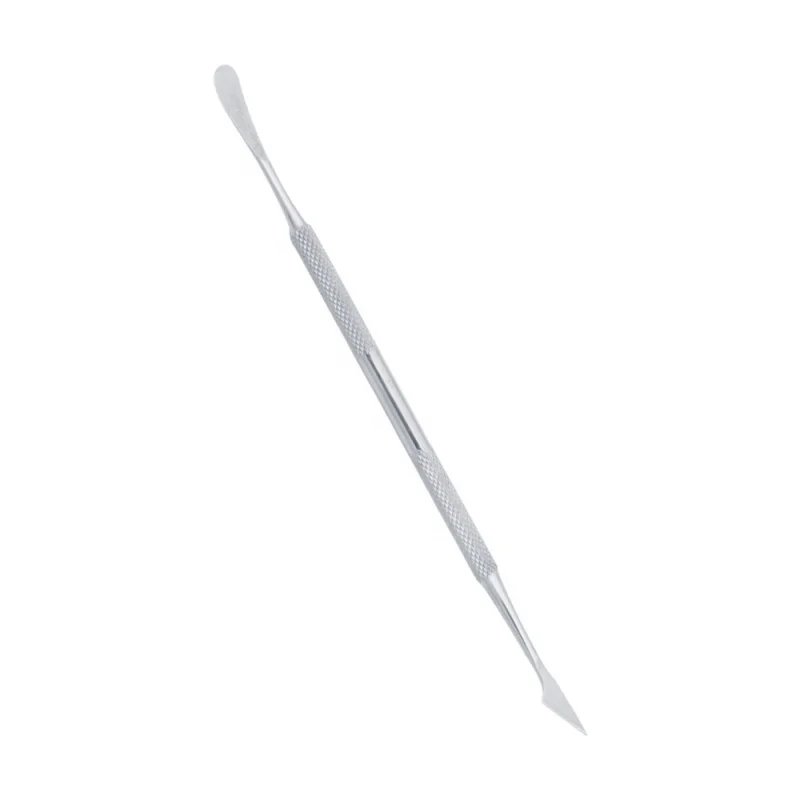 Factory Wholesale Nail Art Custom label stylish angled cuticle nail pusher Stainless Steel Cuticle Pusher Life Care Instruments