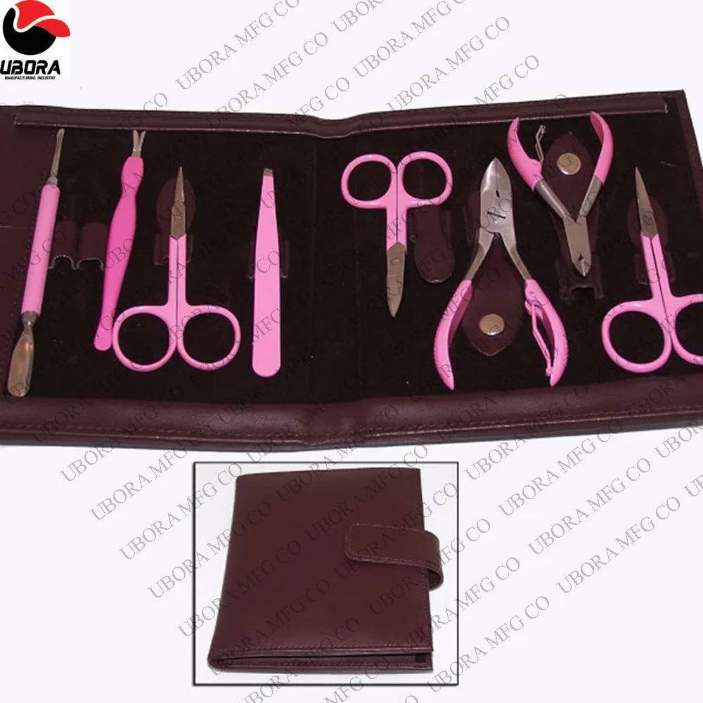 PROFESSIONAL 8 PIECES GOLD PLATED TOOLS MANICURE & PEDICURE SET