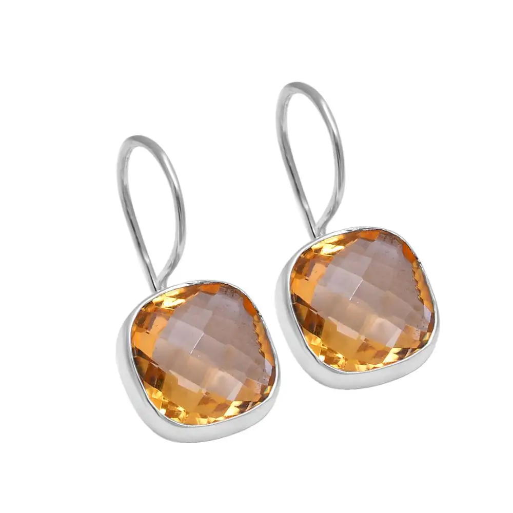 Special New Design  Citrine Gemstone 925 Sterling Silver New Model Earrings For Wedding Wholesale Manufacturers & Suppliers