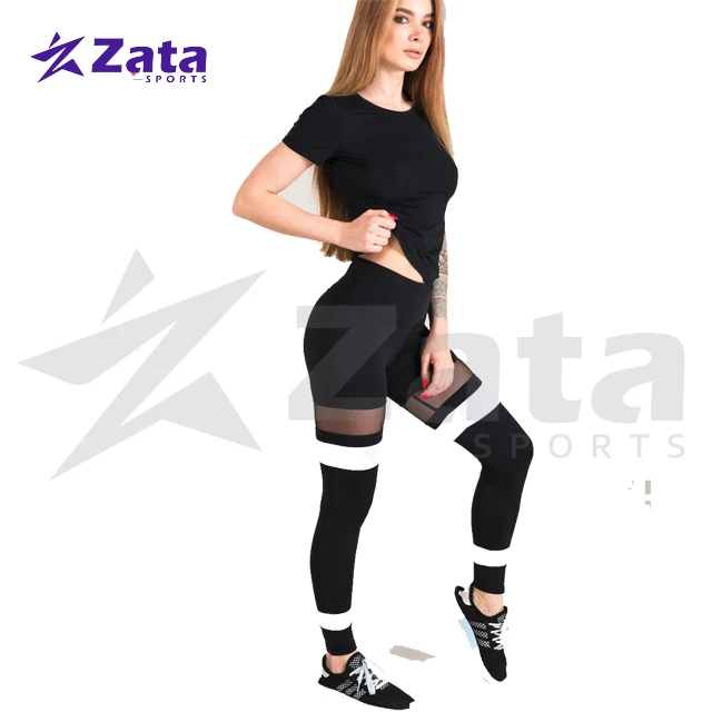 
Women Mesh Leather Leggings Fitness Workout Patchwork Running Stretch Yoga Leggings 