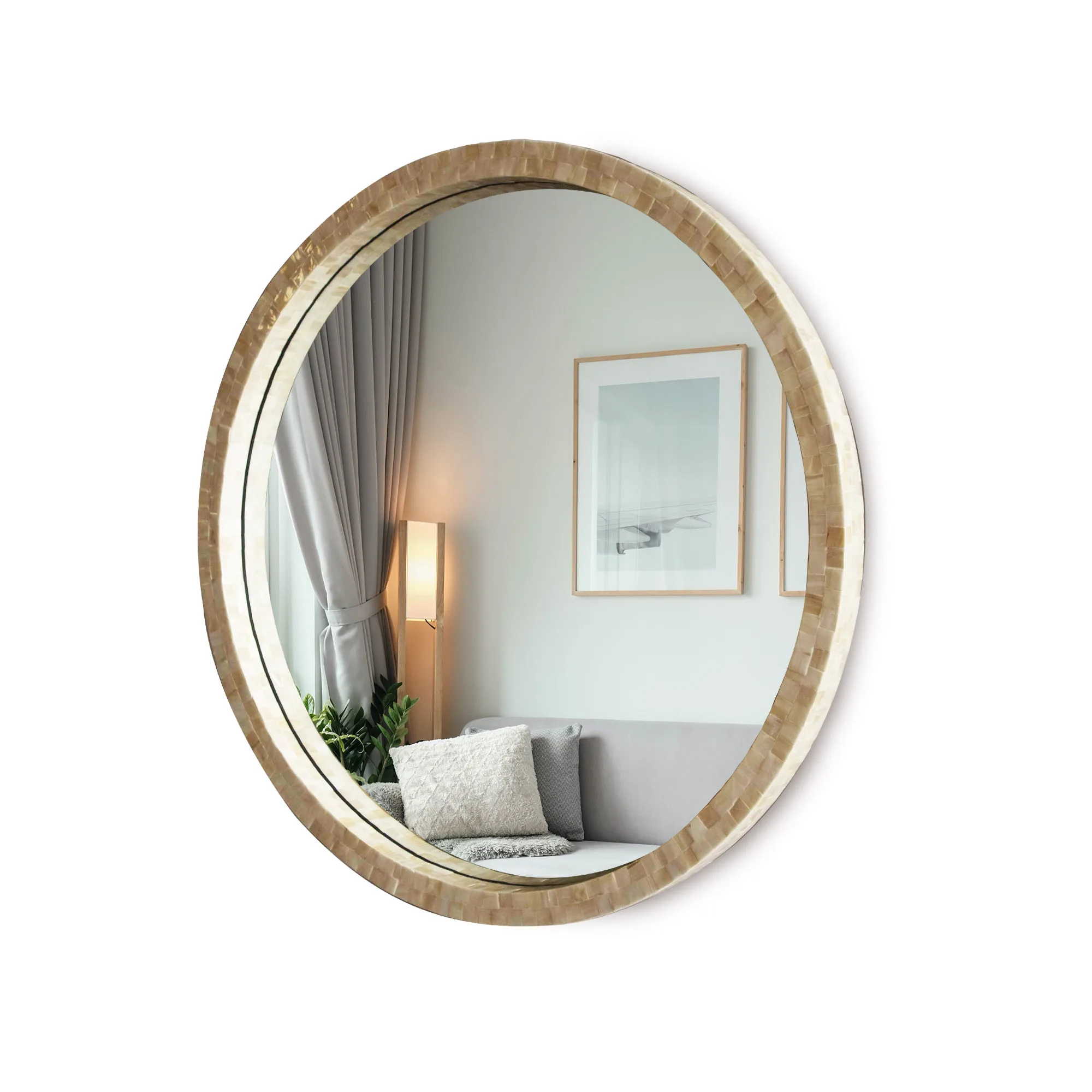 Vietnamese Mother of Pearl Mirror Round  Wall Hanging Mirror