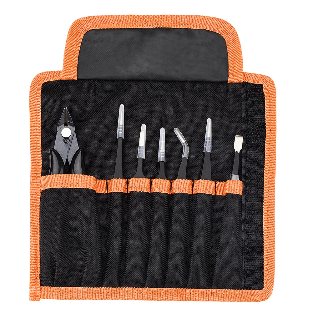 Stainless Steel Tweezers Set Precision Curved Straight Tweezers Anti-Static Industrial Repair Tools with Pliers