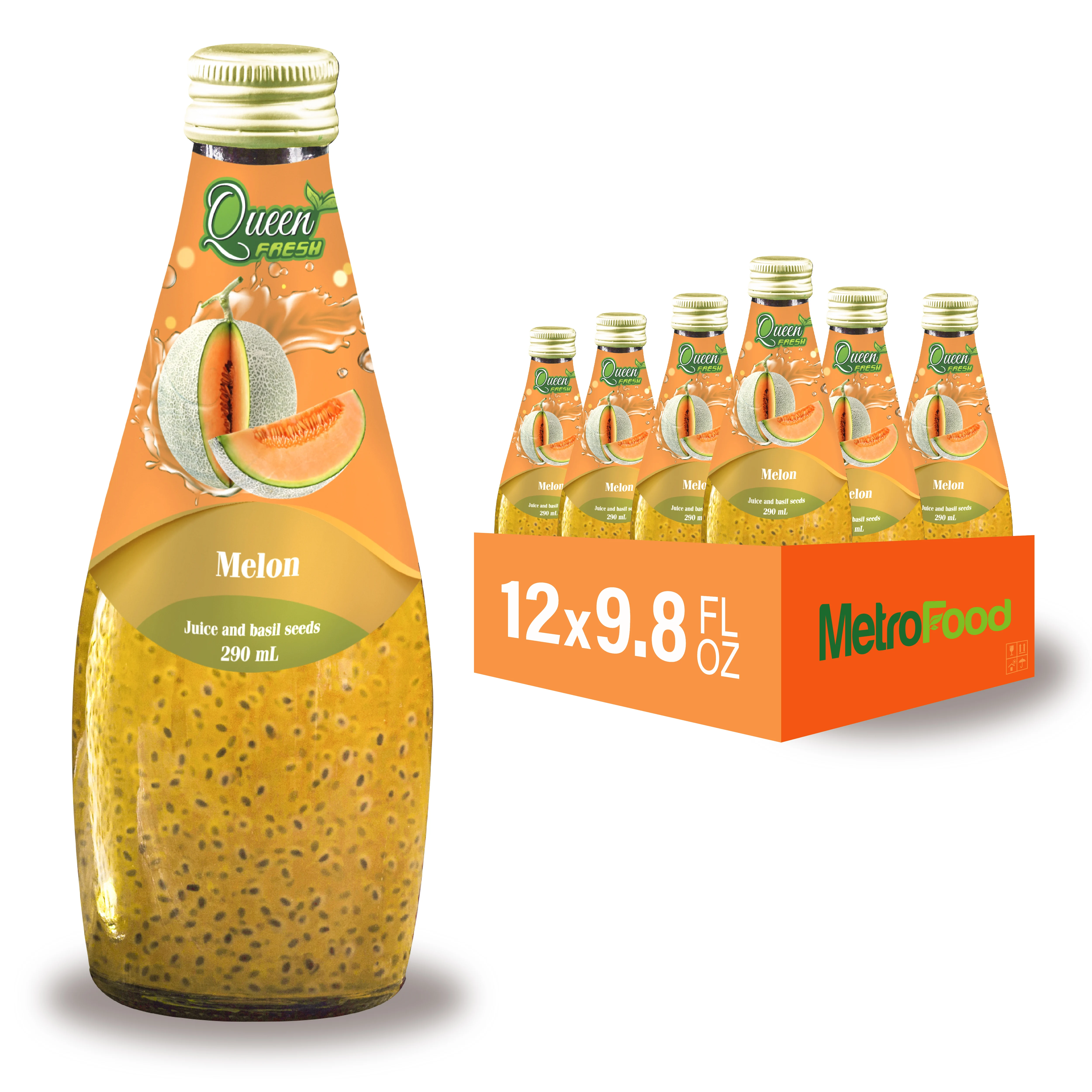 
OEM/ODM/Private Label - 290ml High Quality Basil Seed Drink from Vietnam - Melon Flavor 