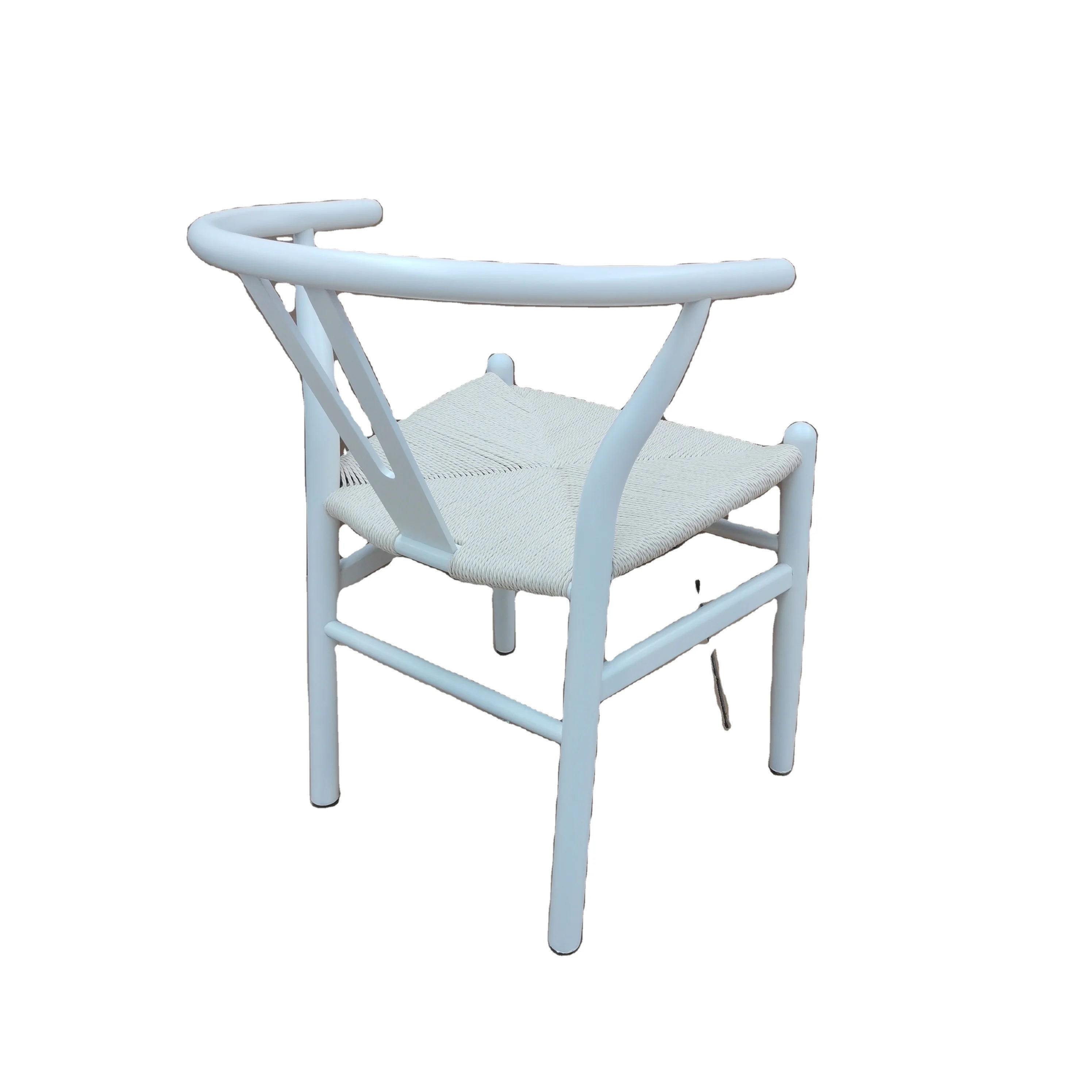 Solid Wood Nordic Style Design Han Wegner White Color Wishbone Y Chair with weaved paper rope