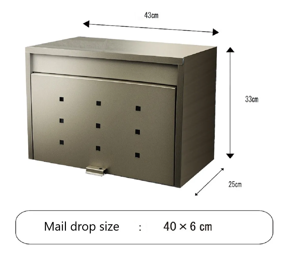Titan Grey Outdoor Jumbo Mailbox Modern Design Bronze Steel Made High Capacity Weatherproof Office