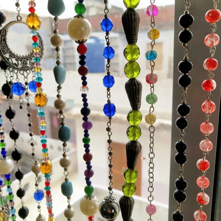 vertical hanging pots door card holder planter manual crystal beads mirror Turkish lamp ornaments chair egg