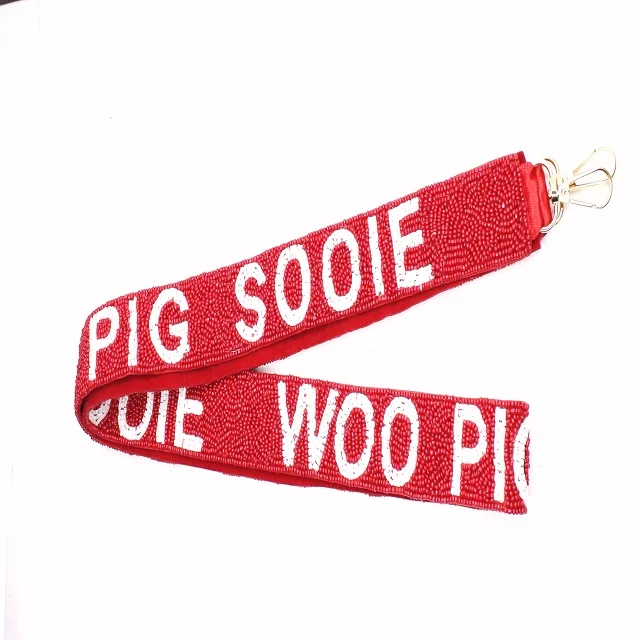New Beaded Gameday Strap 2023 Hand Beaded customised WOO PIG SOOIE Beaded Bag Strap College Game Day, Arkansas Razorbacks