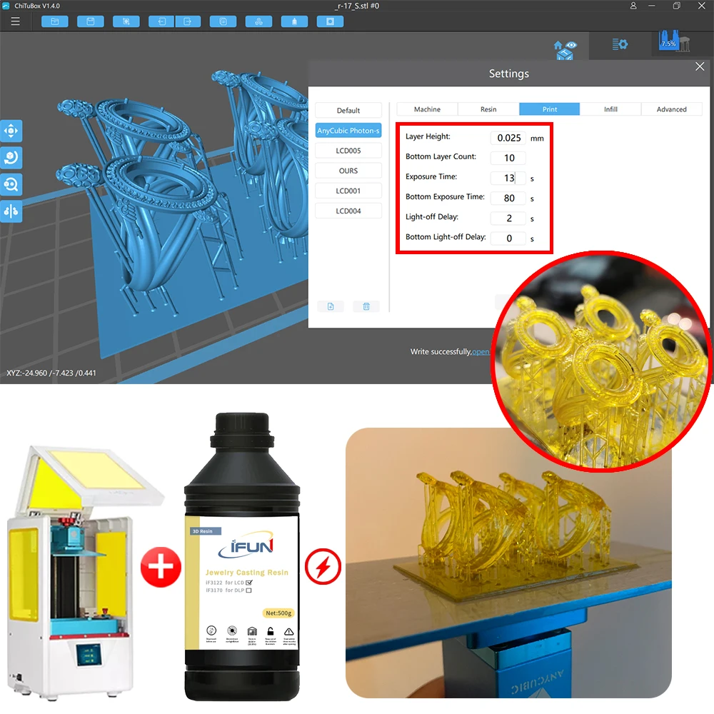  Ювелирная смола для 3d печати IFUN 3122 ЖК 3D-принтера