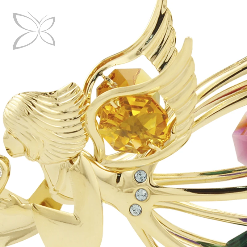 Crystocraft Luxury Gold Plated Metal Crystal Angel Figurine Decorated with Brilliant Cut Crystals