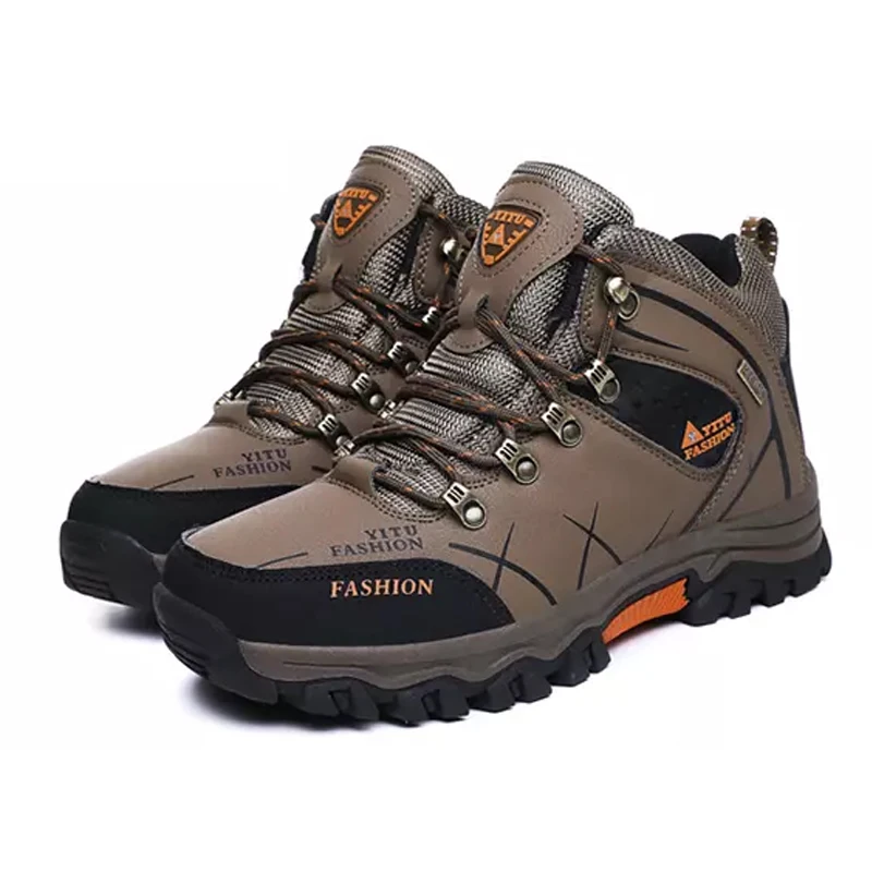 Custom Design High Heel Waterproof Outdoor Large Size Mens Winter Snow Hiking Boots Shoes