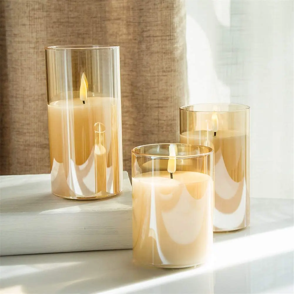 Factory Manufacturer Hot Sales ED Home Decoration LED 3D Bullet Wick Candles With Glass Tube (HOME+)