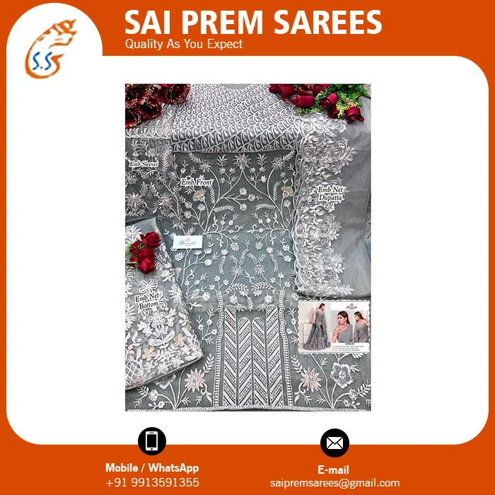 Белое этническое индийское платье до пола с длинным жакетом тяжелая работа вышивкой модная покупка по оптовой цене