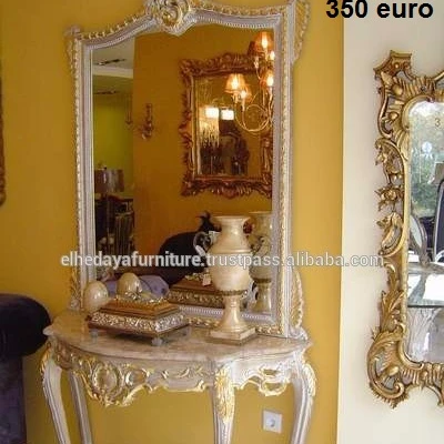 Best choice and best discounts antique french white mirror console antique gold carved console with mirror and marble top