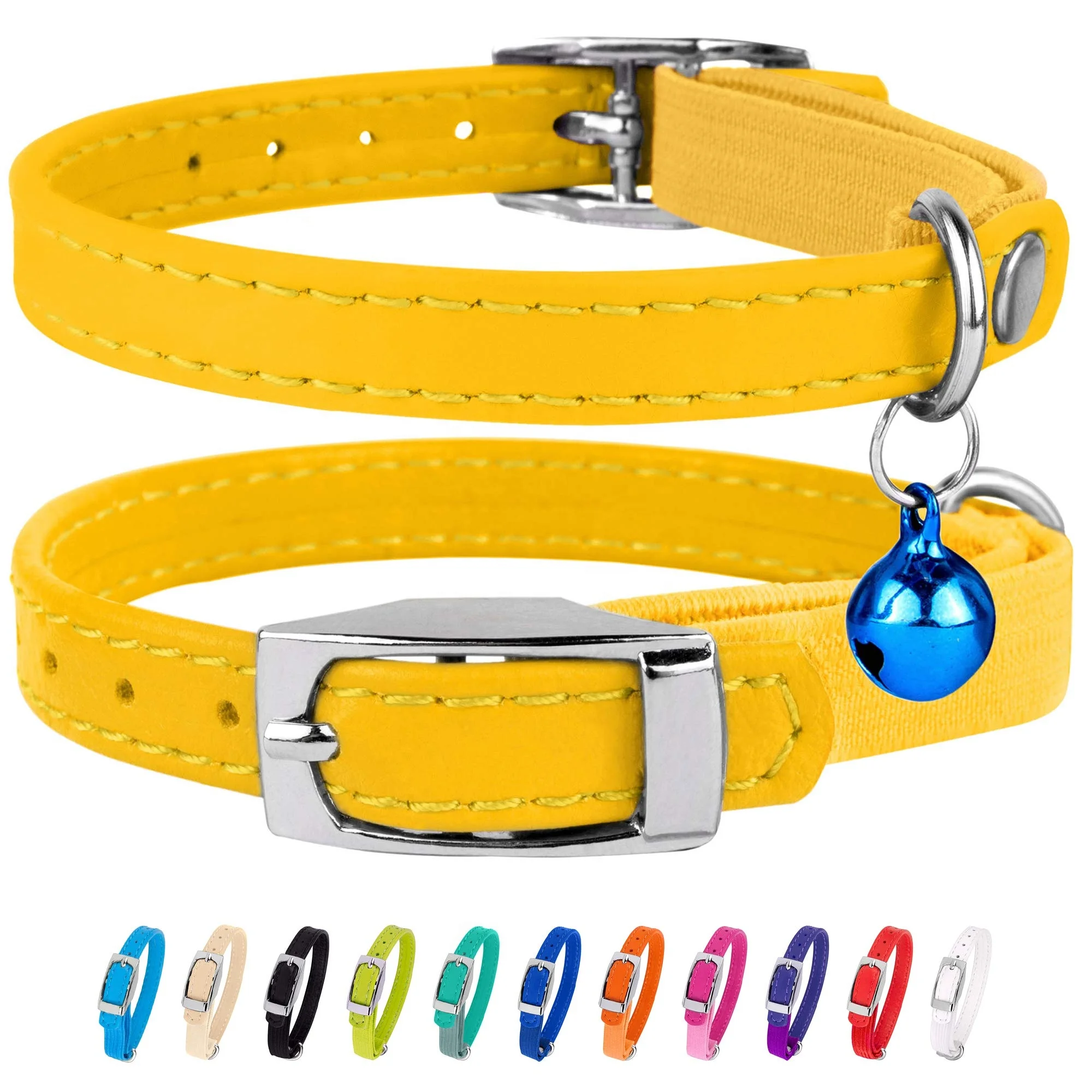 Pet Products Supplier Manufacture Luxury Leather Cat Collar and Leash for Cat Walking Running Sporting