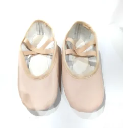 Custom Logo Design Genuine Pink Leather Split Sole Wide Width Ballet Dance Shoes for Men & Women Sizes Crossed Elastic Attached