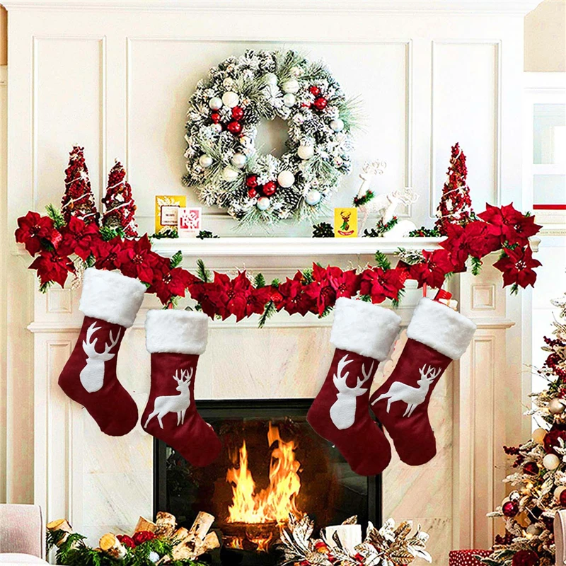 High Quality Soft Christmas Stocking Socks with Santa and Elk for Christmas Celebration