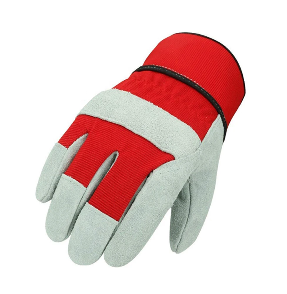 Зимние Рабочие перчатки из коровьей спилковой кожи защитные с резиновыми манжетами промышленная безопасность