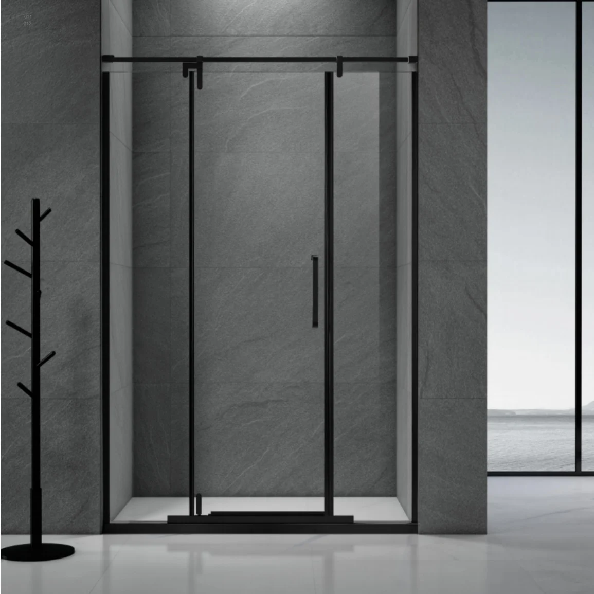 Luxury Vertical Shower Room Frameless Tempered Glass Door Hinged Shower Door