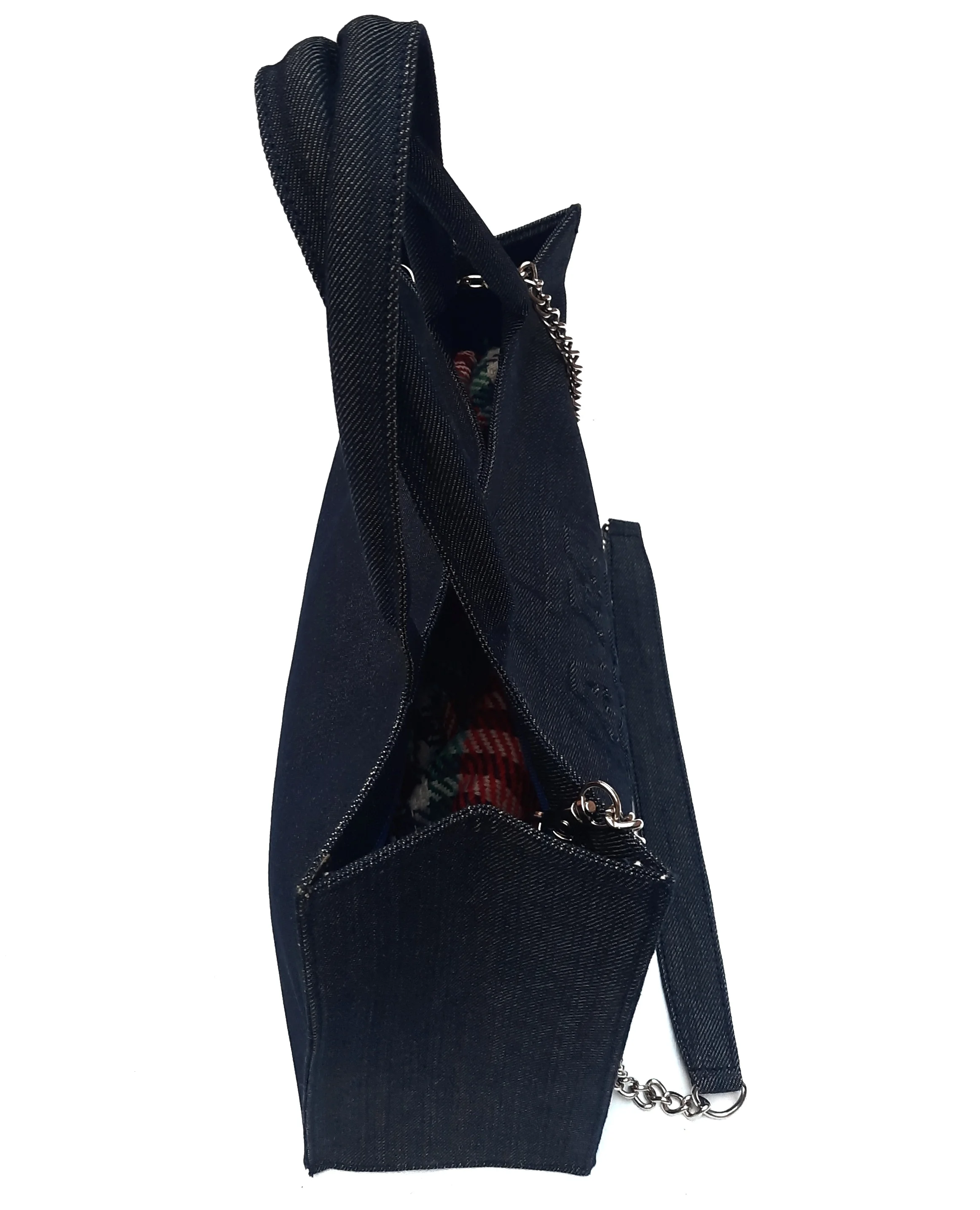 Modern Embossed Logo Blue Jeans Denim Women Handbag Large Messenger Ladies Shoulder Tote Bags Long Chain & Strap Washable Bags