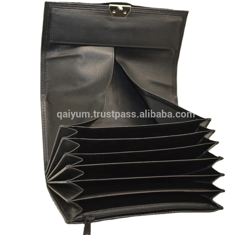 Waiter Purse Wallet Organizer Ladies Long Wallets Wholesale Genuine Leather Hold Money Customize Logo RFID Standard Size Unisex