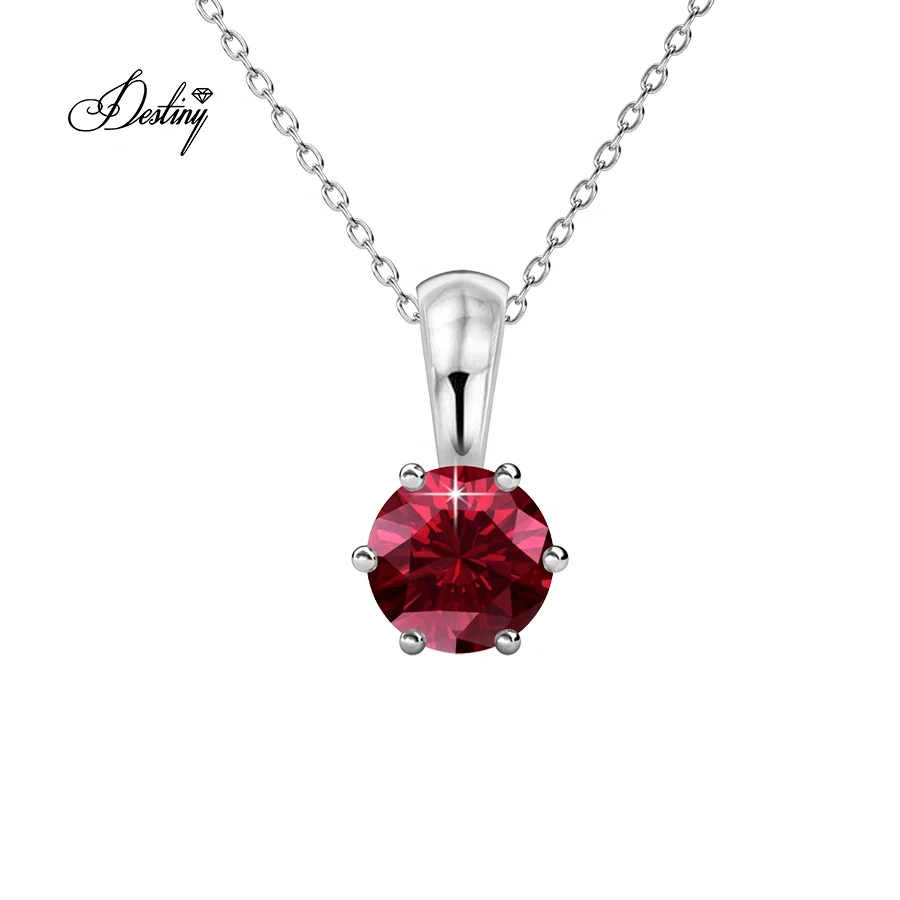 Premium Austrian Crystal Jewelry 925 Sterling Silver Colorful 12 Months Birthstone Charms Pendant Necklace Destiny Jewellery