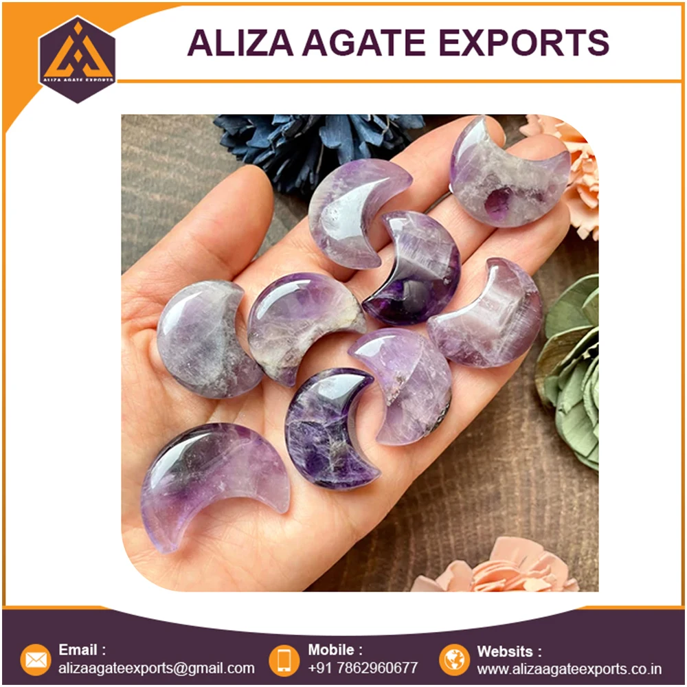 Best Selling Amethyst Crescent Moon For Calming And Peaceful Energy