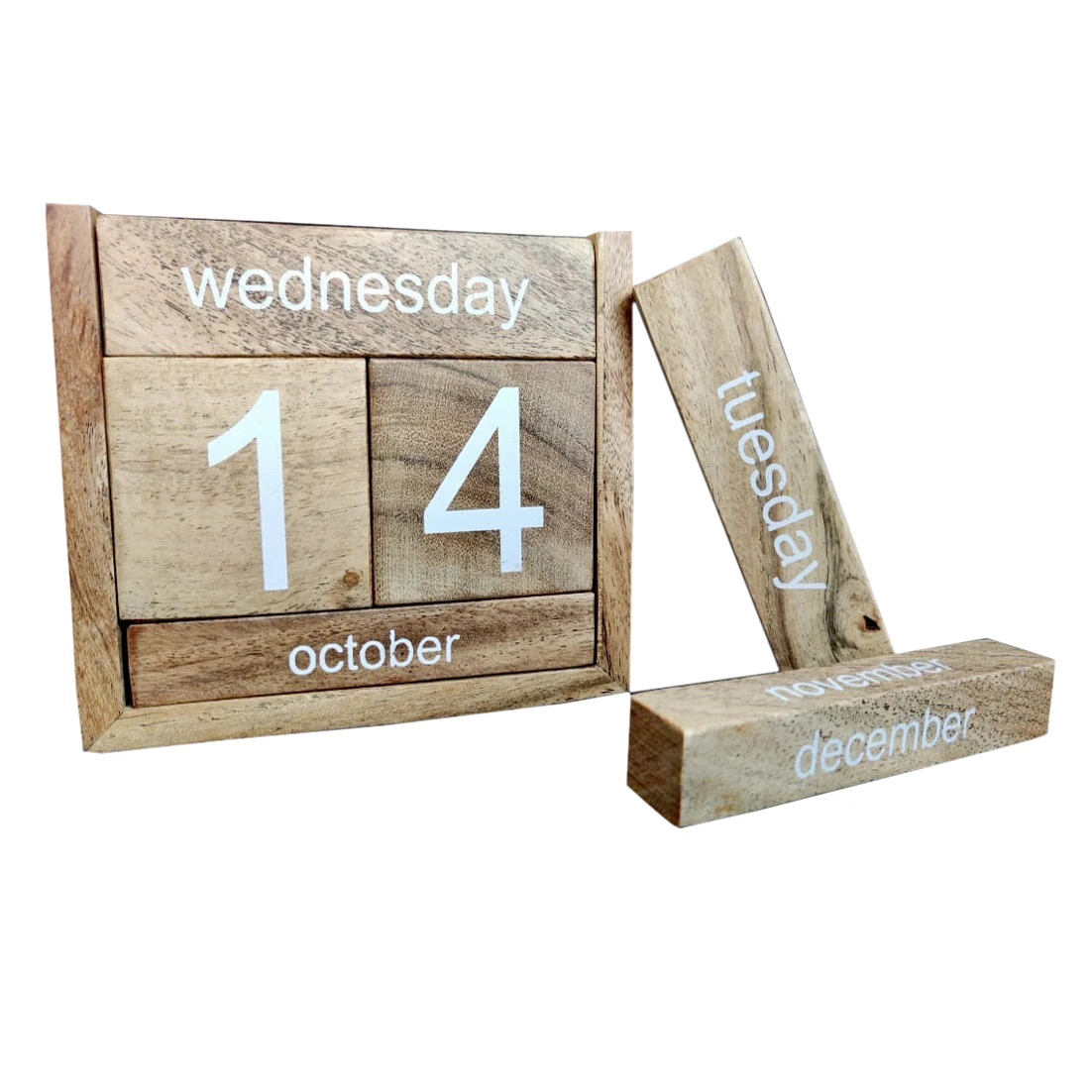 Office Desk Decor Wooden Desktop White Calendar Blocks Vintage Rustic Attractive Wooden Blocks Perpetual Desk Calendar For home