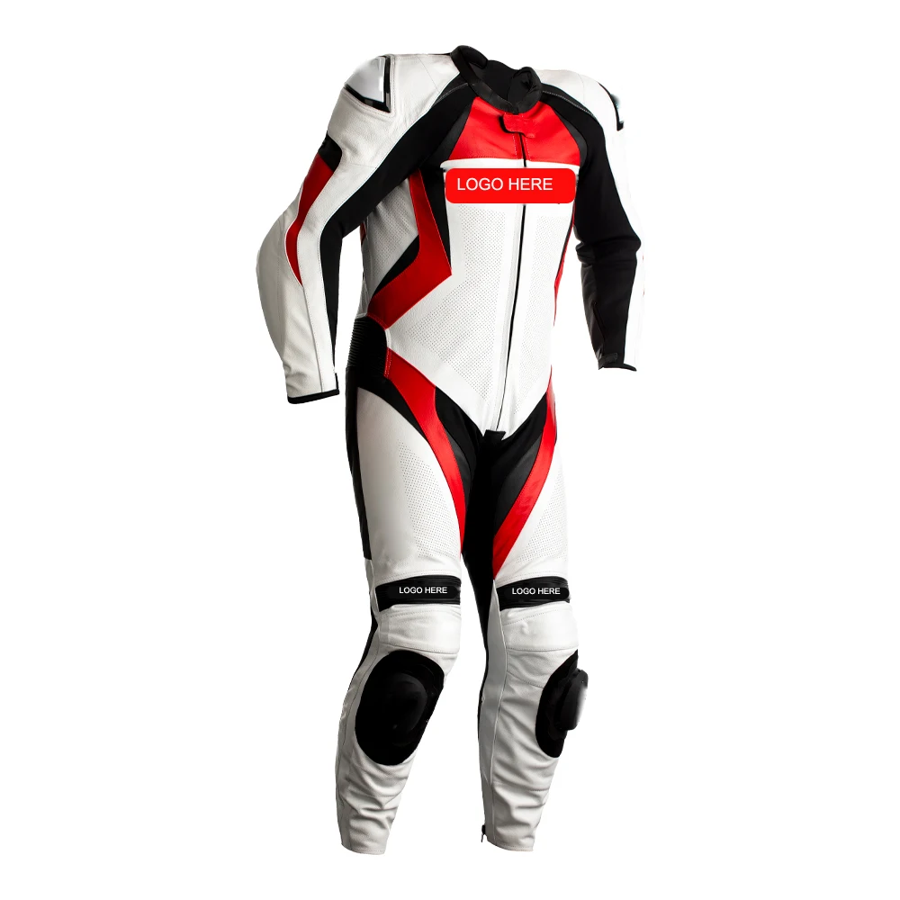 
OEM One Piece White And Black Motorbike Leather Racing Suit Motorcycle Moto GP Protection Wear 