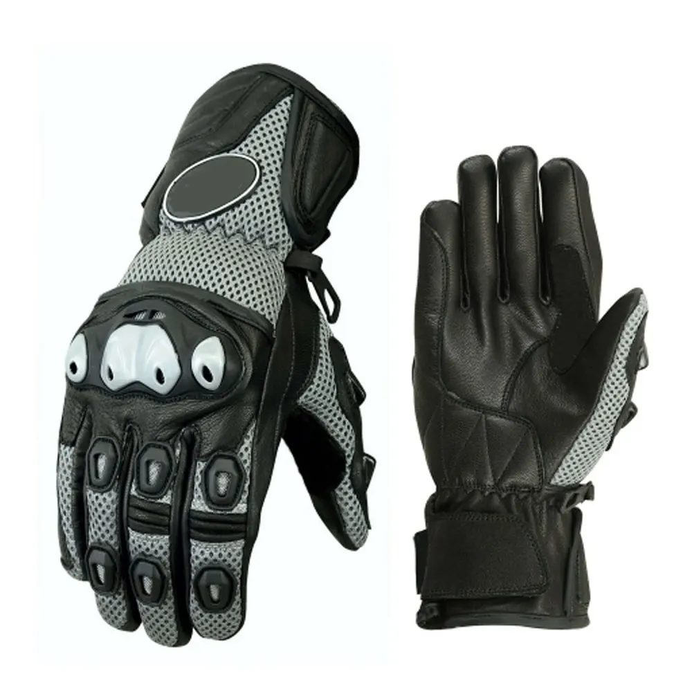 Gloves Genuine Leather Motocross Gloves highway Auto Motorcycle Racing Sports Gloves Black Waterproof White Long