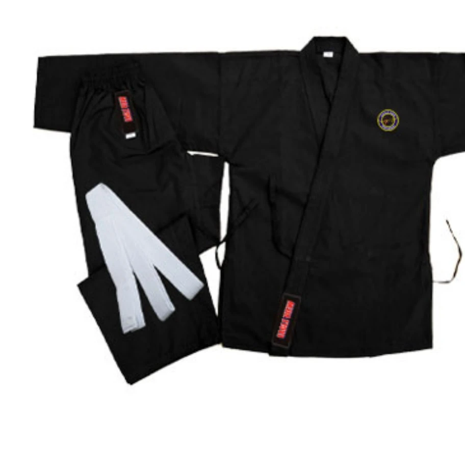 8 OZ  BLACK Customized Karate Uniform for Students Karate Gi
