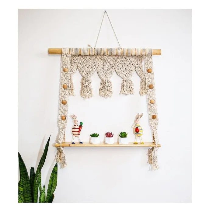 Macrame Shelf Wall Hanging in Natural Color Used for Home Decor Wall Decor Living Room Bed Room Office