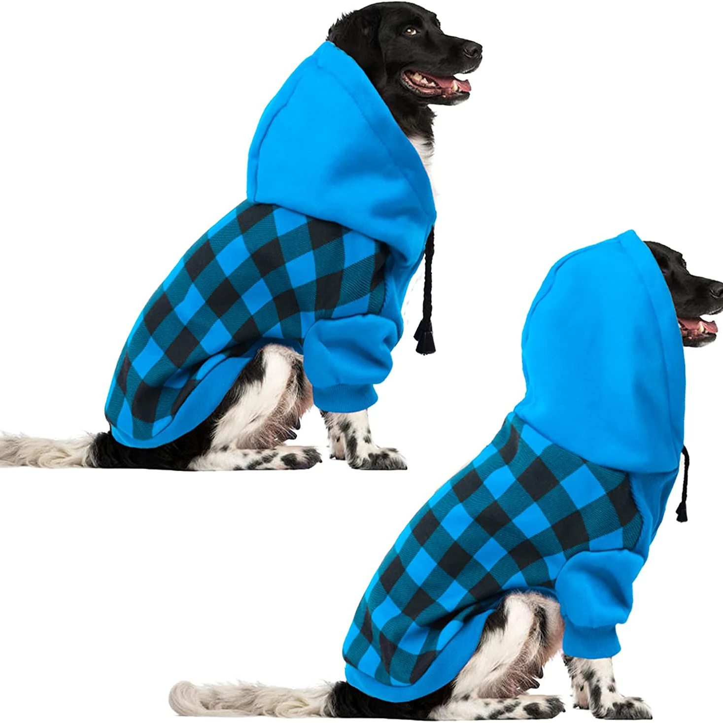 Plaid Dog Hoodie for Small Medium Dogs Soft Cotton Pet Clothes Sweaters Coat for Autumn/Winter Cold Weather/Spring