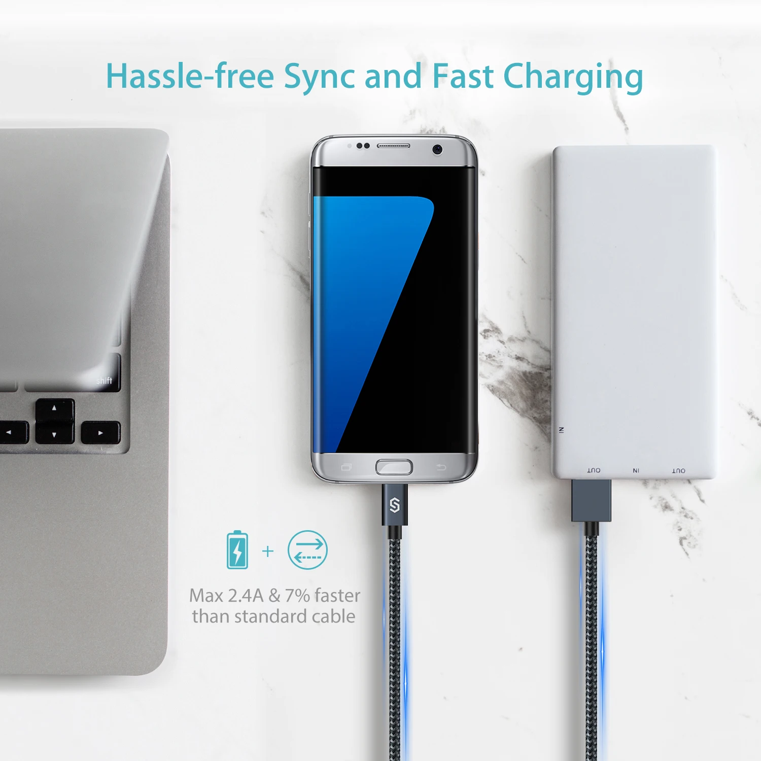 Micro USB Дата-кабель Быстрая зарядка 1 м черный