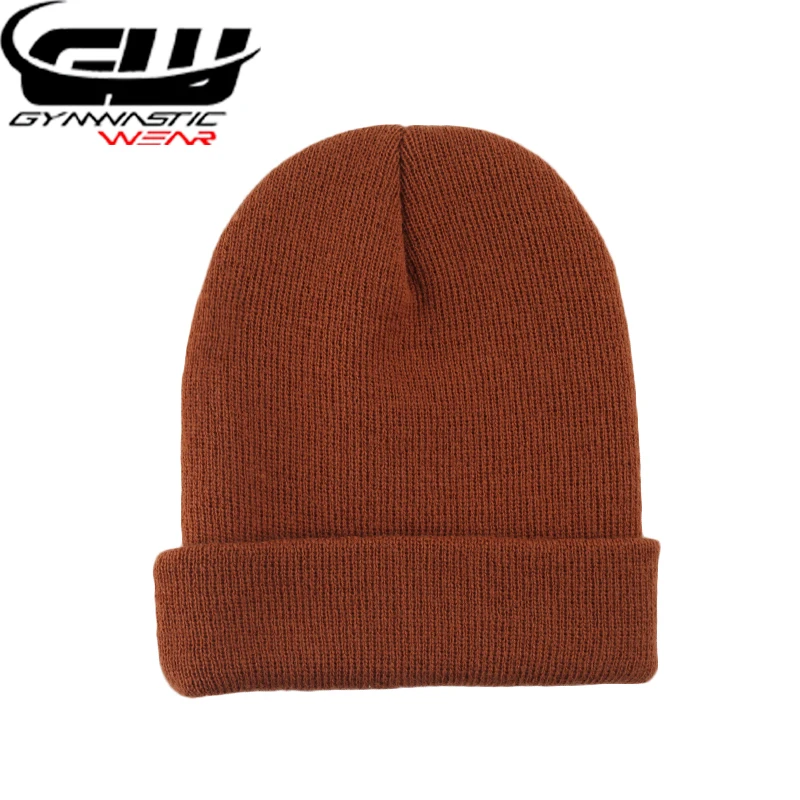 GYMNASTIC WEAR    Child Winter Skull Cap Leather Patch Baby Kid Knit Beanie Hats