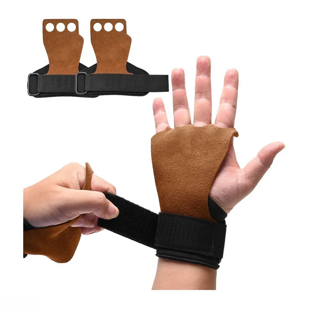 Professional Weight Lifting Hand Grips Palm Protectors Suede Leather Gymnastic Fitness Grips