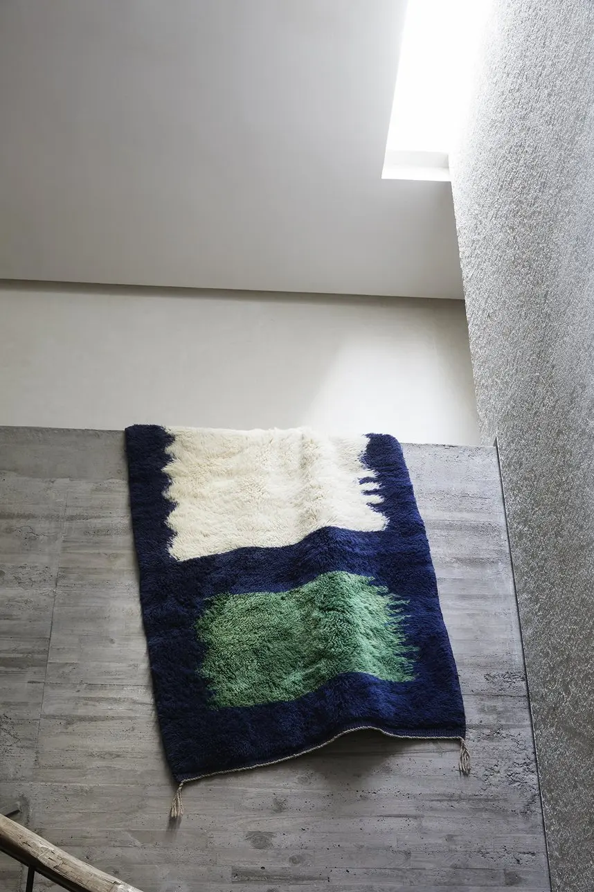 Unique Beni ourain rug soft bedroom rug Moroccan Boho Beni Ourain  Albertina Hand Knotted Wool Cotton Black Beige Area Rug